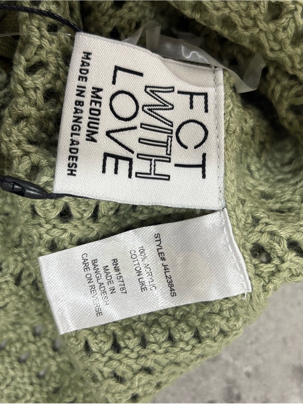 Handmade Olive Green Crochet Vest - Picture 4 of 4